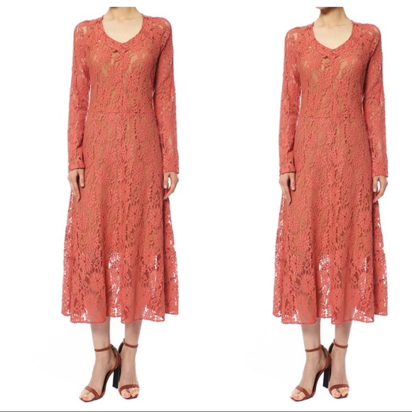 DKNY WOMENS LACE MIDI COCKTAIL DRESS
